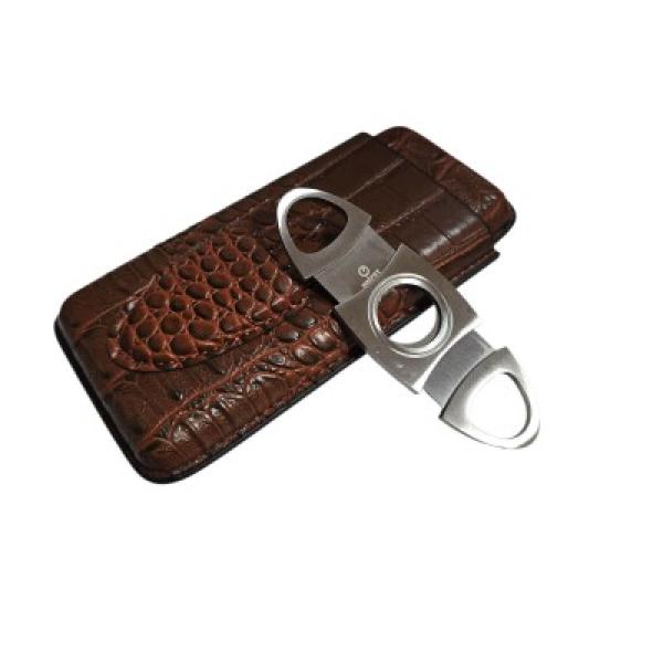 Leather Cigar Case with Cigar Cutter