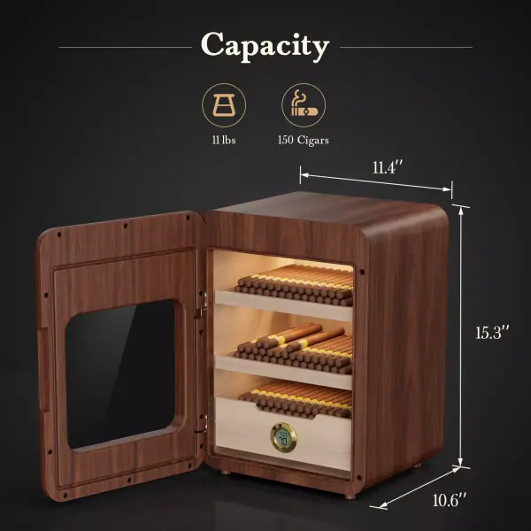 21L Electric Cigar Humidor 200 Counts Spanish Cedar Wood Inner Shelves